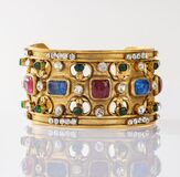 Bangle Bracelet  with coloured pâte de verre Stones - image 1