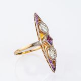 Jugendstil Ring mit zwei Altschliffdiamanten - Bild 2