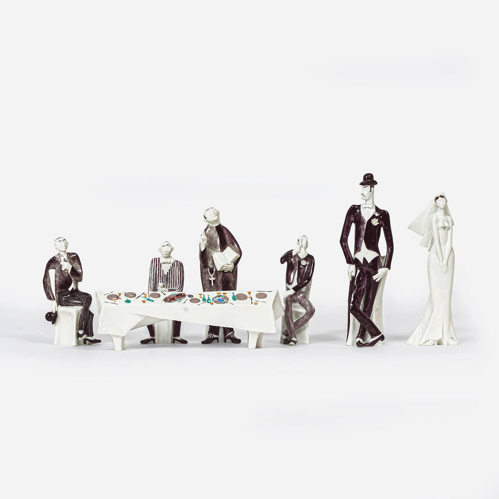 Seltenes Figurenensemble 'Hochzeit des Mackie Messer'